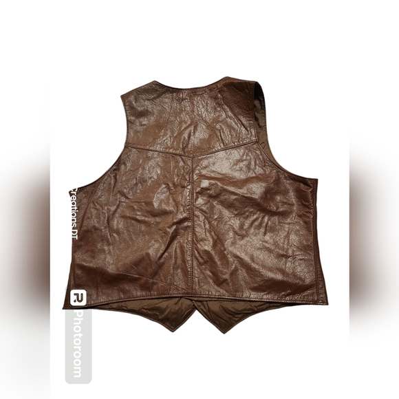 Vintage Brown Leather Shop Leather Western Style Vest from Sears. - Picture 3 of 11